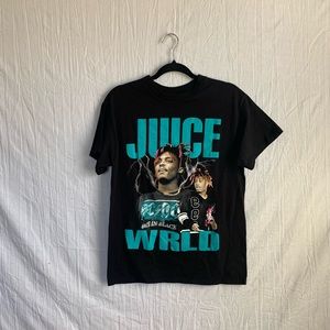 Juice Wrld Black Teal Pink Graphic Short Sleeve Shirt Size Medium